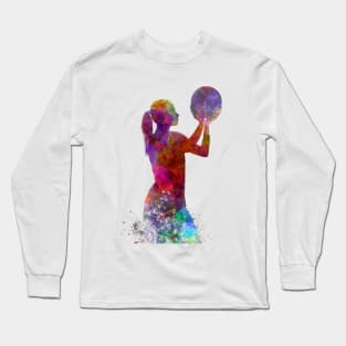 Watercolor basketball player Long Sleeve T-Shirt